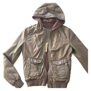 Superdry real leather jacket small